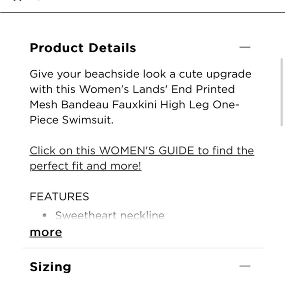 Land’s End | NWT One Piece Fauxini Tropical Mesh Bandeau Swimsuit, size 14 - Picture 11 of 11